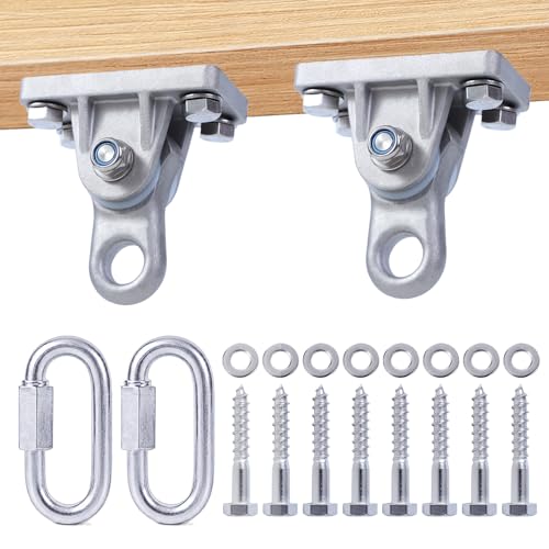 2 Pack Heavy Duty Swing Hangers (3000lb Capacity), Swivel Stainless Steel Swing Hooks Hardware Kit for Wooden Sets & Concrete, Hanging Mount for Porch Swing, Hammock, Yoga, Gym, Punching Bag