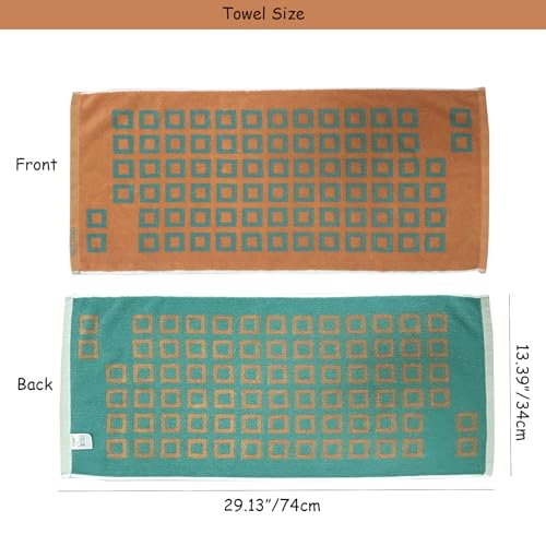USTIDE 2-Pack Classic Checkered Hand Towels for Bathroom, Soft Absorbent Cotton Kitchen Towels with Green and Orange Pattern, Quick-Dry Gym & Travel Towels for Daily Use