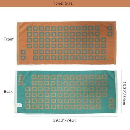 USTIDE 2-Pack Classic Checkered Hand Towels for Bathroom, Soft Absorbent Cotton Kitchen Towels with Green and Orange Pattern, Quick-Dry Gym & Travel Towels for Daily Use