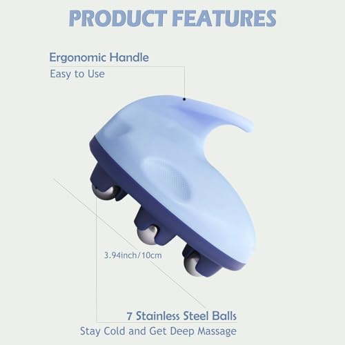 Lymphatic Massage Roller for Cellulite Remover Body Sculpting - Handheld Cellulite Massage Tool for Body Bloat Blood Circulation Lymphatic Drainage Blue