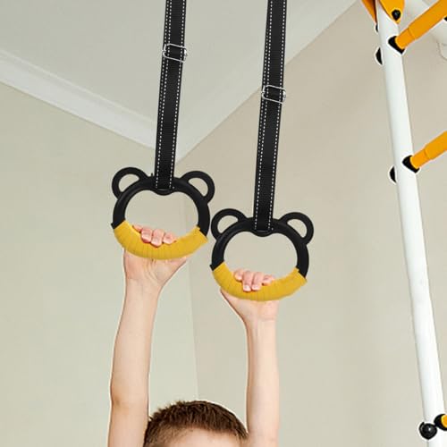 Adjustable Gymnastics Rings Set, Indoor Fitness Hanging Pull-up Rings with Non-Slip Straps for ’s Bodyweight Training and Home Exercise Equipment