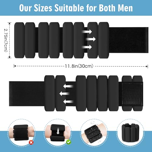 Wrist Weights Set of 2, Wearable Wrist Ankle Weights for Women & Men, Silicone Weighted Bangles Adjustable Arm and Leg Weights for Walking Yoga Pilates Running Dance Gym 2lb
