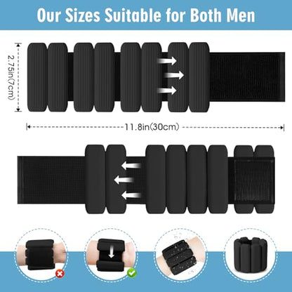 Wrist Weights Set of 2, Wearable Wrist Ankle Weights for Women & Men, Silicone Weighted Bangles Adjustable Arm and Leg Weights for Walking Yoga Pilates Running Dance Gym 2lb