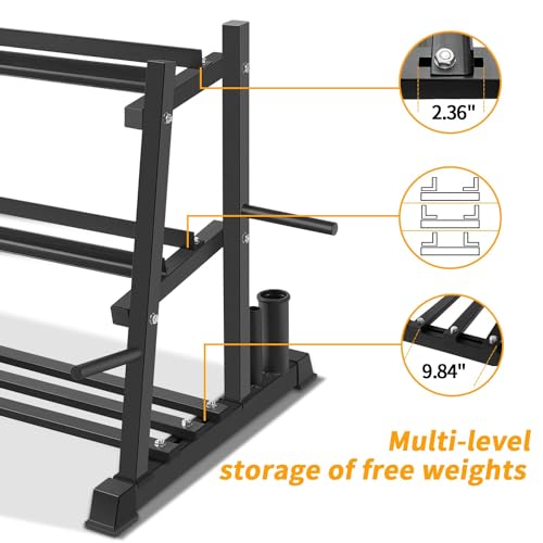 Dumbbell Rack, Bongkim Dumbbell Set with Rack Stand, Dumbbells Weights Rack for Home Gym, Weight Rack for Dumbbells, Kettlebells, and Weight Plates 1100LBS - color: black