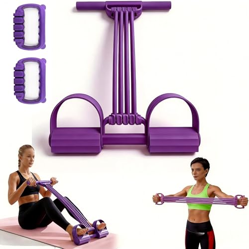 3 in 1 Adjustable Pedal Resistance Band, 8-Tube Natural Latex Tension Rope, Multifunctional Sit-Up Trainer for Full-Body Workout, Fat Loss & Muscle Shaping