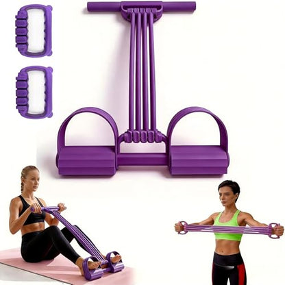 3 in 1 Adjustable Pedal Resistance Band, 8-Tube Natural Latex Tension Rope, Multifunctional Sit-Up Trainer for Full-Body Workout, Fat Loss & Muscle Shaping