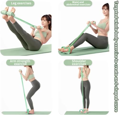 Multifunctional 6 Tube Elastic Yoga Resistance Bands for Waist Arm Leg Stretching, Affordable Training Aid, Latest Upgrade Sit Up Exercise Equipment for Women Men (Purple) - color: light green
