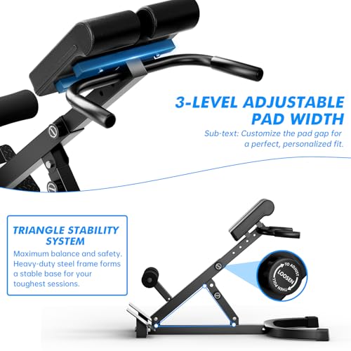 Hyper Back Extension Roman Chair 440LBS Angle & Height Adjustable Bench for Glutes, Hamstrings & Lower Back, Multi-Functional Foldable Full Body Workout for Home Gym