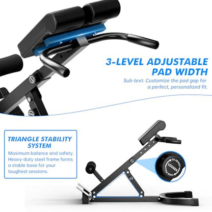 Hyper Back Extension Roman Chair 440LBS Angle & Height Adjustable Bench for Glutes, Hamstrings & Lower Back, Multi-Functional Foldable Full Body Workout for Home Gym