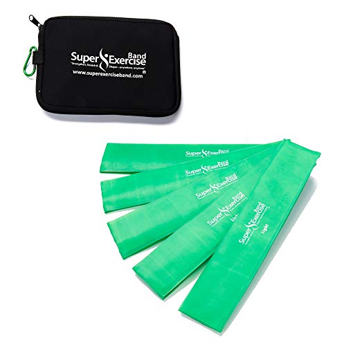 USA 14" x 3" Extra Long Latex Free Mini Loop Bands in 3, 5, 10 Pack Sets. 10 Strengths for Resistance Training, Stretching, Yoga, Toning. Plus an Exclusive iPhone App and E-Book. - color: h. Green LIGHT Loop Band 5 Pack