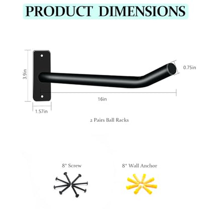 2-Pack Medicine Ball Racks, Wall Mount Holders for Exercise and Yoga Balls