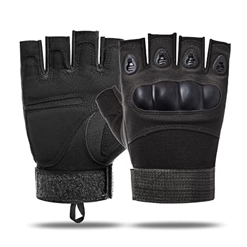 SUJAYU Outdoor Men's Knuckle Protection Workout Training Fingerless Gloves - color: Black, size: Medium