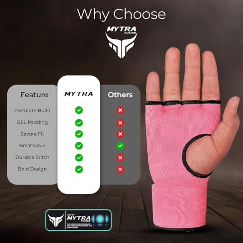 Mytra Fusion Gel Padded Inner Gloves Boxing Hand Wraps for Kids, Boxing Wraps with 80 cm Long Wrist Strap for MMA, Kickboxing, Punching, Martial Arts & Muay Thai Hand Wraps - color: Pink