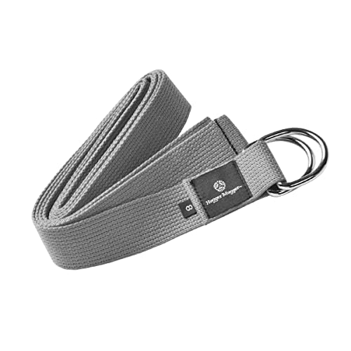 Hugger Mugger D-Ring Cotton Yoga Strap - Super Strong Cotton, Metal D-Ring Buckle, Multiple Lengths Available
