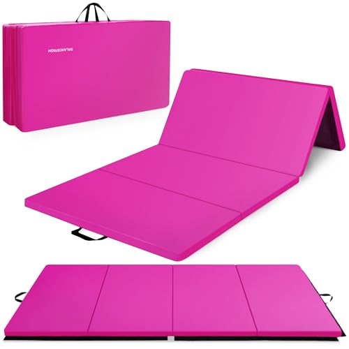 BalanceFrom 10x4 Feet 4-Panel Folding Gymnastics Mat – 2-Inch Thick Pad with Vinyl Surface and Carrying Handles for Tumbling, Yoga, Pilates, Home Workouts, and Martial Arts