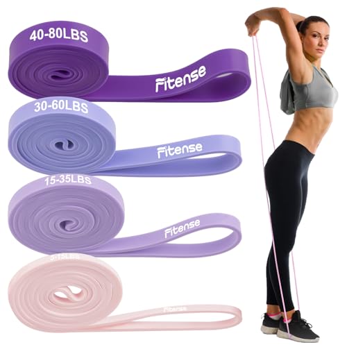Resistance Bands Set - Pull Up Bands for Men Women, Exercise Bands Resistance with Door Anchor, Training Poster & Pouch for Body Stretching, Pull Up Assist - color: (5-80LBS) - Gradient Blue-Purple