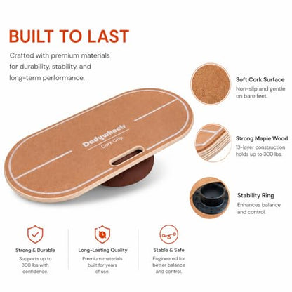 Standing Desk Balance Board - Lightweight & Portable 28"x13" Wobble Board for Active Standing, Improving Balance & Core Strength at Office or Home
