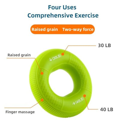 Grip Strength Trainer,Silicone Hand Grip Strengthener Ring,Finger Grip Workout - Double Force Grip Rings for Rock Climbing, Athletes & Stress Relief, (20-60lbs) 5 Resistance Levels(4 PCS)