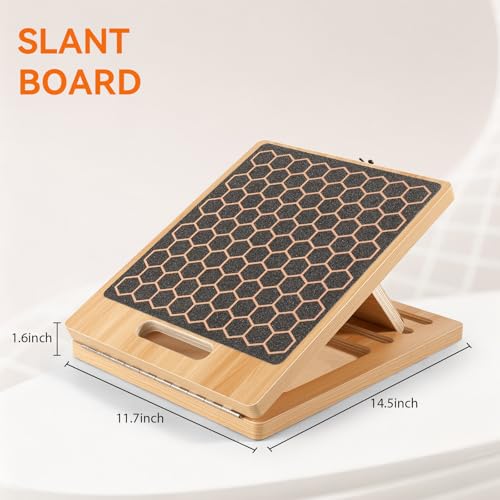 Slant Board for Calf Stretching | Adjustable Portable Wooden Incline Board | 300 Lbs Weight Capacity | Calf Stretch Wedge for Leg, Knees, Heel, Ankle & Stretching