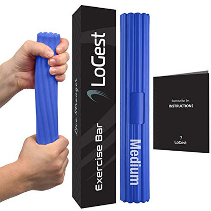 Logest Twist Hand Exerciser Bars for Physical Therapy - Relieves Tendonitis Pain & Improve Grip Strength - Tennis Elbow, Golfer's Elbow, Tendonitis, Wrist, Forearms Pain Relief Hand Therapy Bar - color: 1 Piece Set - Blue - Medium