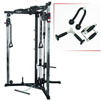 Valor Fitness Cable Crossover Machine - 17 Adjustable Positions with Pull Up Bars and Optional Bundle Attachments Max Weight 200 lb. Plate Loaded Pulley System for Home Gym Power Workout