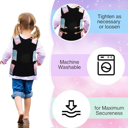 Weighted Vest for Kids Ages 4 to 7 and Ages 8+ Boy Girl Adjustable Breathable Compression Vest for Processing Issue(Mermaid,Medium,Tie-dye)