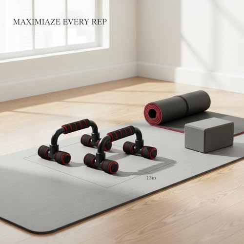 Push Up Stands for Home Workout, TPE Handles Increase Range of Motion, Compact Strength Training Equipment for Chest and Triceps (1 PC) - color: Red