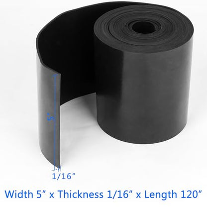 WochiTV Solid Rubber Strips Rolls, 5" Wide x 1/16" Thick x 120" Long Neoprene Rubber Sheets Perfect for DIY Gasket Material, Sealing, Liner, Shield, Padding, Mat - size: 5" W x 120" L, style: 1/16(.062") Thick