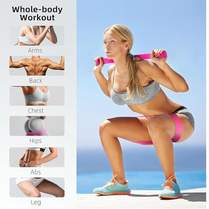 Resistance Bands Legs Hip Stretching Workout Elastic Rubber Loop with Exercise Fitness Guidance Men Women Yoga Pilates Gear Come with Carry Bag
