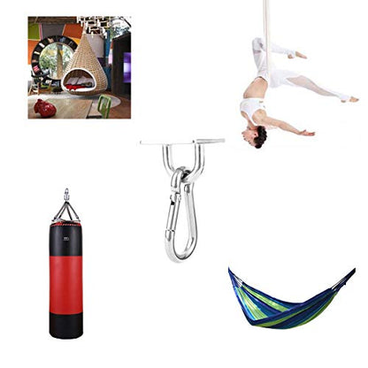 heyous 2 Set M8 Suspension Ceiling Wall Mount U Hook Anchor Hanger Stainless Steel Heavy Duty Multi Purpose Hammock Swing Ceiling Hook Strip Base Plate with Snap Hook