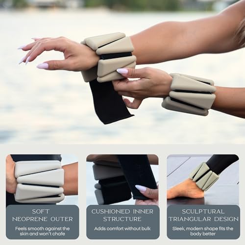 FFLLOOWW Adjustable Ankle & Wrist Weights Set, 2 lbs Each (4 lbs Total), Soft Comfortable Weights for Walking, Pilates, Barre & Home Workouts with Secure Fit for Women & Men