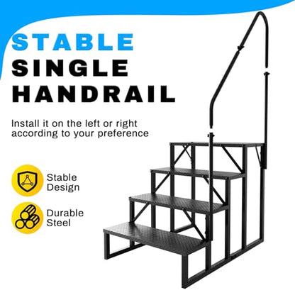 RV Stairs 4 Step Ladder, RV Steps Anti-Slip, Hot Tub Steps with Handrail, 660 lbs RV Ladder for 5th Wheel RV, Mobile Home Stairs - style: 4 Step