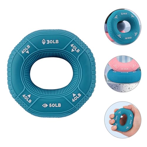 Hand Grip Strength Trainer Rings Set, Silicone Hand Exercisers with Three Resistance Levels (30-40-50lb), Finger and Wrist Forearm Trainer for Fitness and Stress Relief