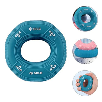 Hand Grip Strength Trainer Rings Set, Silicone Hand Exercisers with Three Resistance Levels (30-40-50lb), Finger and Wrist Forearm Trainer for Fitness and Stress Relief