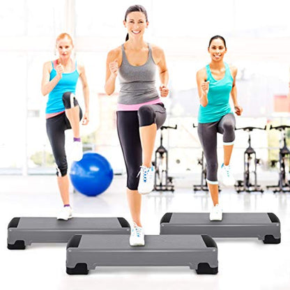 Giantex 35" Aerobic Step, Non-Slip Surface, Height-Adjustable 6" - 8" - 10" Step Aerobics Platform, Workout Fitness Equipment Stepper Trainer, Exercise Step Platform with 3 Riser