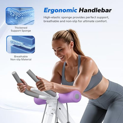 MERACH Ab Machine, Adjustable Dual Track Ab Trainer, Ab Workout Equipment - color: WHITE&PURPLE