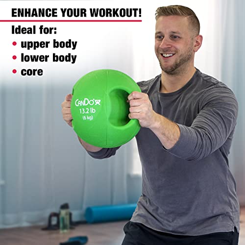 CanDo Molded Dual-Handle Medicine Ball for Strength Training, Core Workouts, Warmups, Cardio, and Plyometrics with Handles for Home and Clinic Use - style: d) 13.2 lb