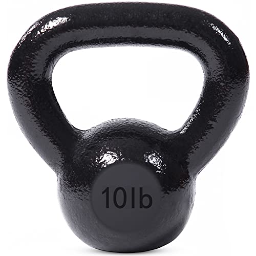 JFIT Cast Iron Kettlebell – Single Weight, Flat Bottom, Polished Handle | Men & Women | CrossFit, Cardio & Strength Training - size: 10.0 Pounds