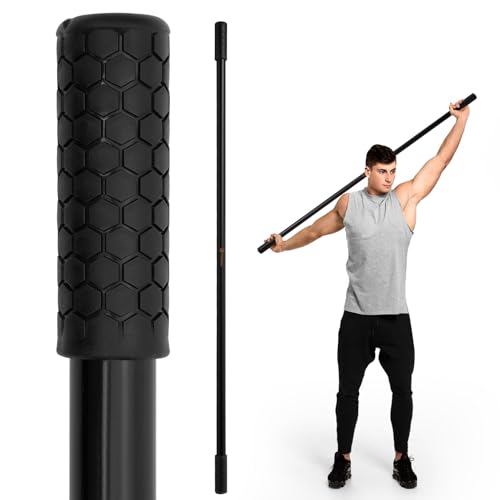 Yoga Stick, 5ft Exercise Stick for Mobility, Stretching Stick with Non-Slip Ends, Exercise Dowel for Pilates, Balance Pole and Stretch Bar for Stretching Equipment - size: 1 PCS 58 inches Natural Bamboo Black