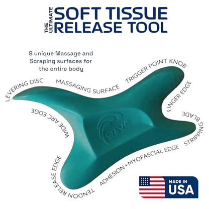 The Wave Tool, The Ultimate Soft Tissue Release All-in-One Ergonomic Scraper and Massage Bodywork Tool for Trigger Points, Muscle Pain, Scars, and Athletic Recovery, Made in USA (Deep sea Teal)