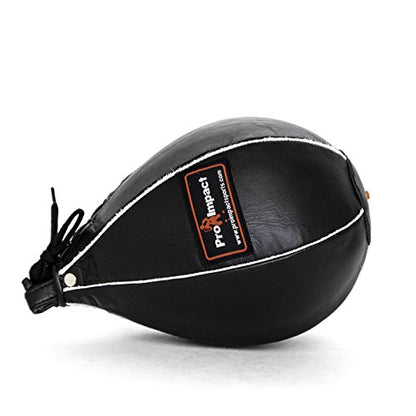 Leather Speed Bag – Rapid Rebound Pear-Shaped Punching Ball with Durable Latex Bladder for Boxing, MMA & Home Gym - color: Black, size: M - 7"x10"
