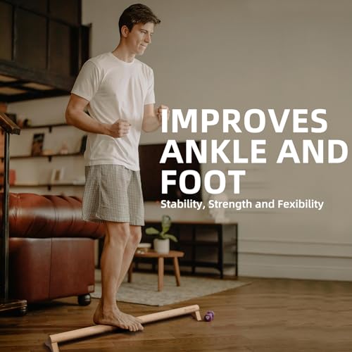 Versatile 40 Inch Beech Wood Balance Beam for Home Use - Enhance Balance, Ankle Strengthener Foot Exerciser for Sprained, Physical Therapy Purposes for Plantar Fasciitis Relief