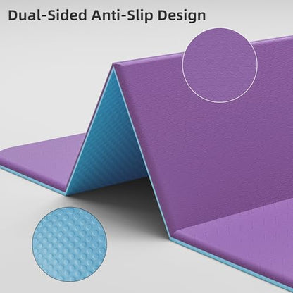 HAHE 7-Fold Design Extra Thick Yoga Mat 72"L x 24"W x 0.47",TPE Fitness Exercise Mats, Non-Slip Foldable Yoga Mat, High Density, Portable for Men & Women, Yoga, Pilates, Home Gym