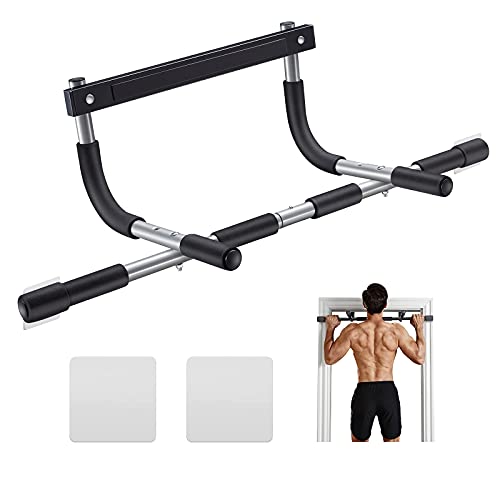 Ally Peaks Pull Up Bar for Doorway | Thickened Steel Max Limit 440 lbs Upper Body Fitness Workout Bar| Multi-Grip Strength for Doorway | Indoor Chin-Up Bar Fitness Trainer for Home Gym Portable - color: silver2