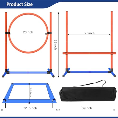Dog Agility Set, Jump Ring, Jump Poles, Pause Box & Bag - size: 3-Sets Hurdles