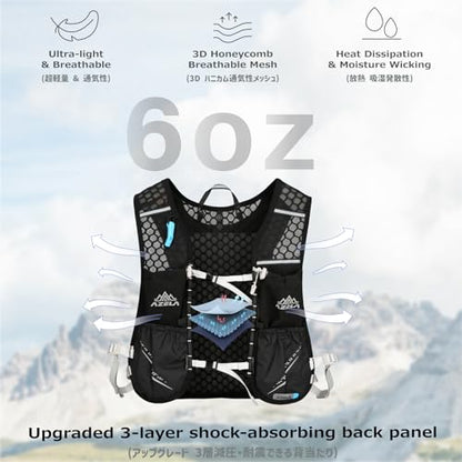 Running Water Bottles Flask BPA Free Leakproof Hydration Vest Packs Waist Belt Replacement for Triathlon Marathon Hiking Cycling Climbing Runner - color: #3 Black (7L) + 1.5L White Water Bladder