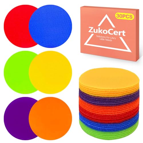 30-Pack Poly Spots & Non-Floor Markers – Flat Sit Spots for Gym Class, Classroom Rugs & Kids’ Agility Training (Durable, Easy to Clean, Ideal for Fitness & School Activities)