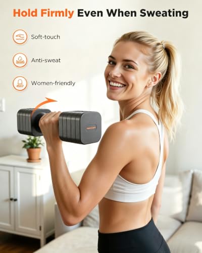 FEIERDUN DB3 5-in-1 Adjustable Dumbbell Set, 6LB/10LB Pair Adjustable Weights for Women at Home, Dual Locking Stable Hand Weights with TPU Soft Handle, Home Gym, Rehab, Pilates, Yoga, Strength Training - color: A-Strength Grey, style: 6LBS Pair (12LBS Tot
