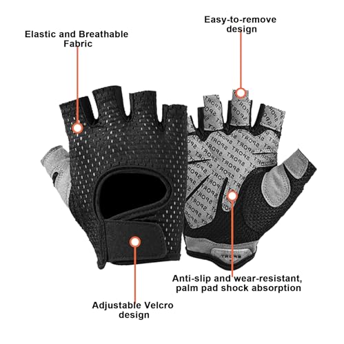 Men & Women Workout Gloves Breathable Fitness Gloves Weight Lifting Gym - color: Black with PU