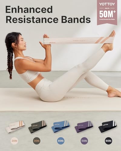 YOTTOY Fabric Resistance Bands for Women & Men,Non-Slip Workout Bands Set for Glutes, Legs, and Squats – Durable Exercise Bands for Home Gym